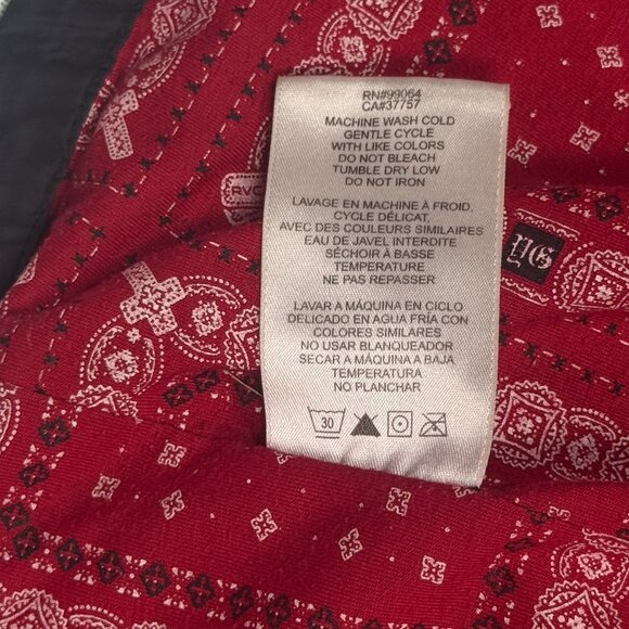 RVCA Coaches Jacket Red Bandana Lining Snap Button Front Black Nylon Size S - Picture 13 of 14